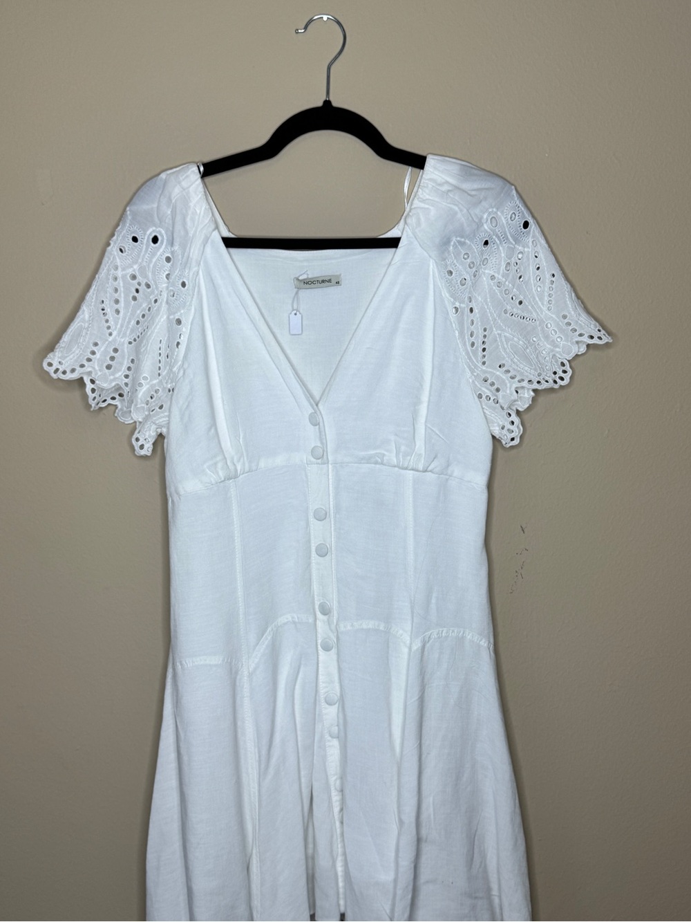 SUNDRESS White Eyelet Sleeve Midi Dress